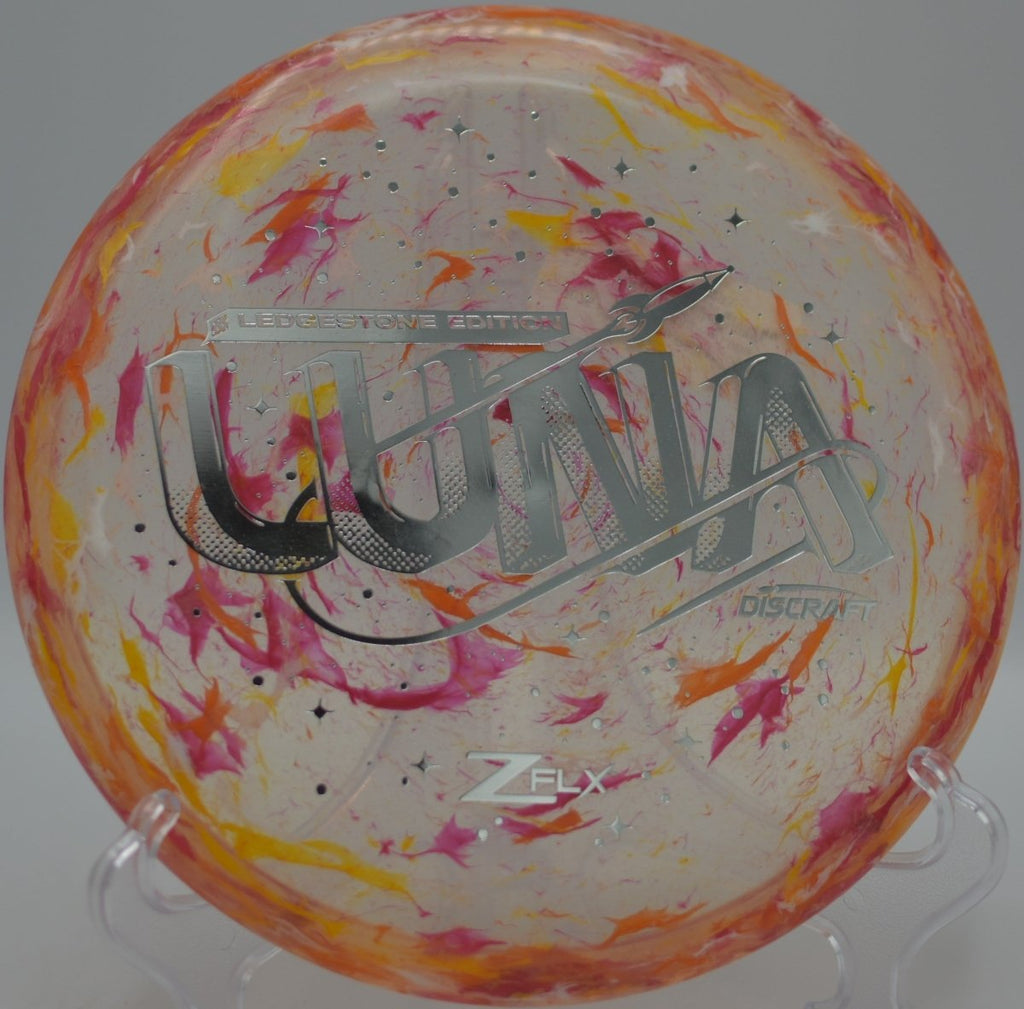 Discraft Jawbreaker Z Super Flx Luna used for a controlled hyzer approach at Hornets Nest Disc Golf Course in Charlotte, North Carolina