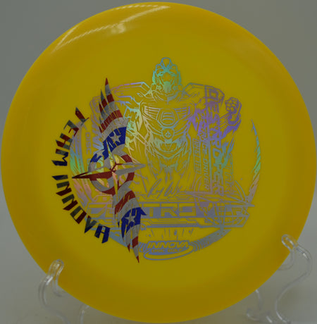 Sockibot Team Stamp Star Destroyer Innova distance driver bombing long flex lines at Maple Hill Disc Golf Course in Leicester, Massachusetts.