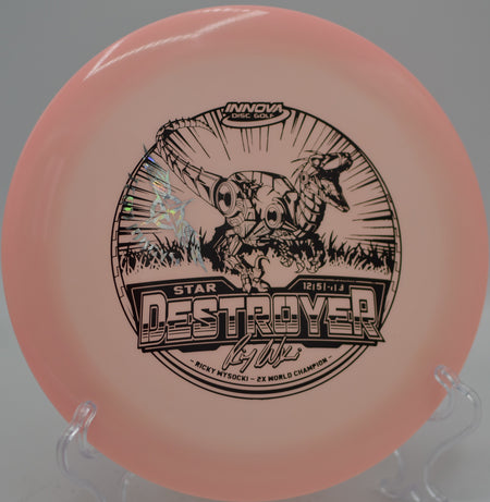 Innova Ricky Wysocki Raptor Destroyer Team Stamp distance driver unleashing massive forehand flex shots at Emporia Country Club Disc Golf Course in Emporia, Kansas.