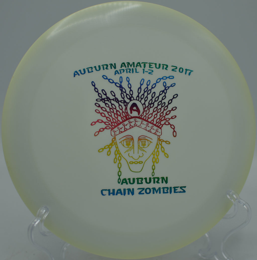 Innova Tourney Stamp penned *DS early run Paul McBeth Destroyer bombing max-distance flex shots at Maple Hill Disc Golf Course in Leicester, Massachusetts.