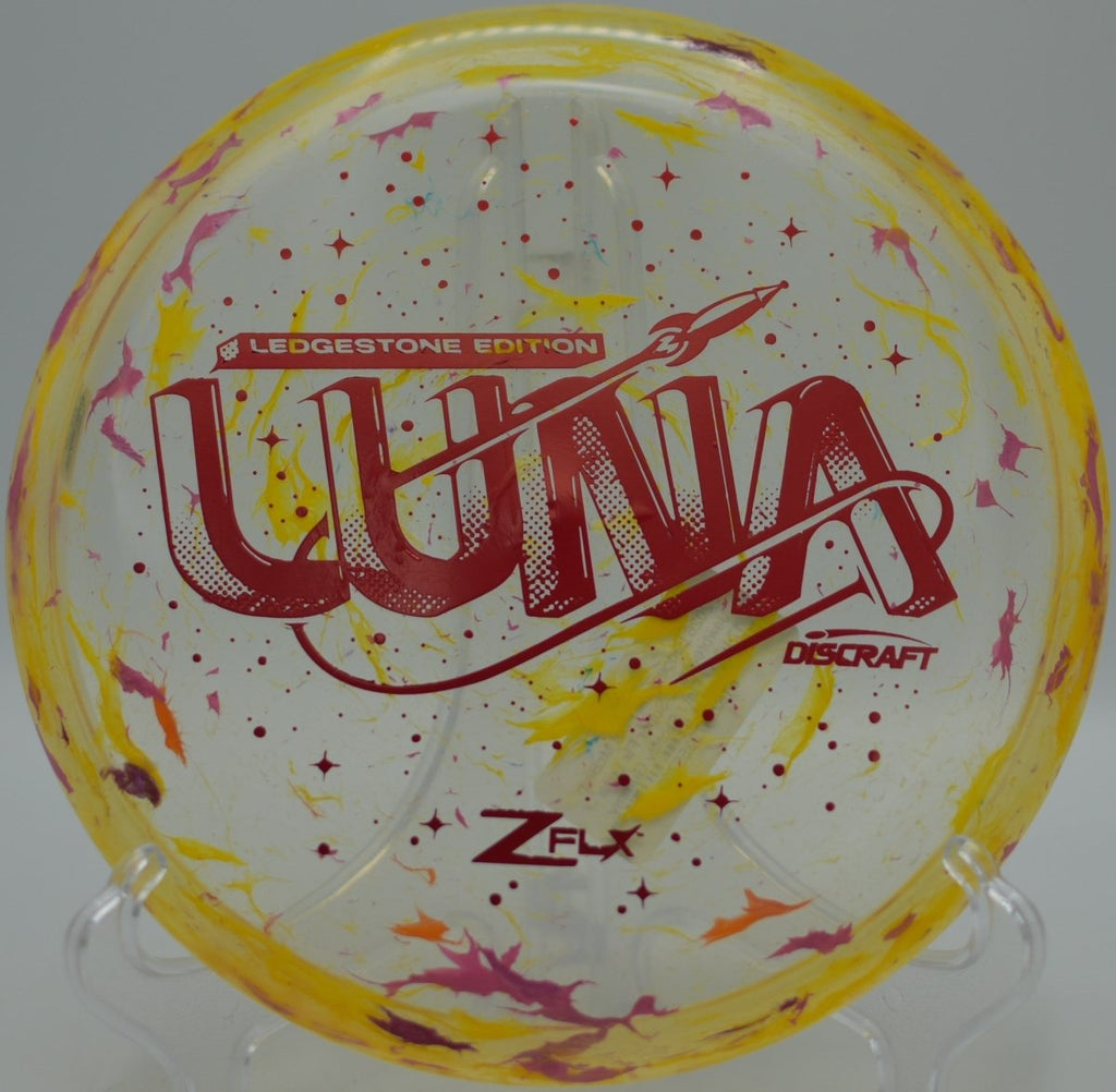 Discraft Luna Jawbreaker Z Super Flx set up for a circle-one putt at Lake Marshall Disc Golf Course in Montross, Virginia