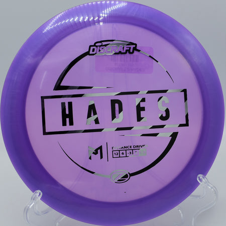 Discraft Z Hades flipping up and gliding past 400 feet at Sabattus Disc Golf Complex in Sabattus, Maine.


