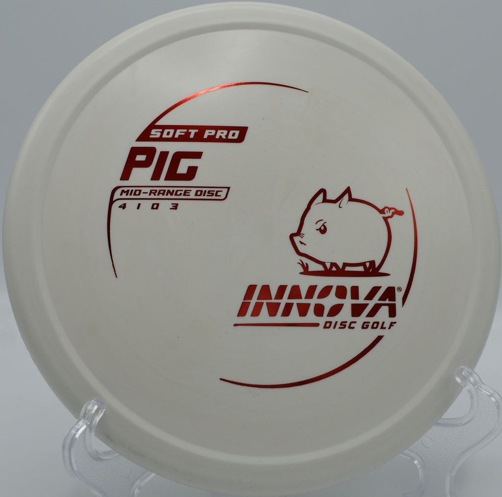 Soft Pro Pig beaded putt and approach disc thrown forehand on a low skip line at Brandywine Creek DGC in Wilmington, Delaware

