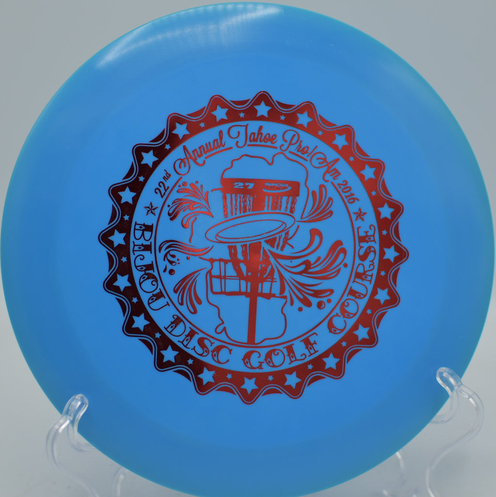 Innova Tourney Stamp *DS early run Paul McBeth Destroyer overstable driver trusted in headwinds at Water Works Park Disc Golf Course in Kansas City, Missouri.