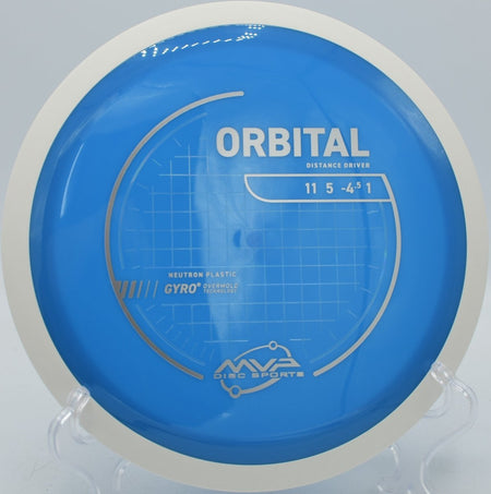 Neutron Orbital disc golf driver gliding on a long anhyzer line at Idlewild Disc Golf Course, Burlington, Kentucky