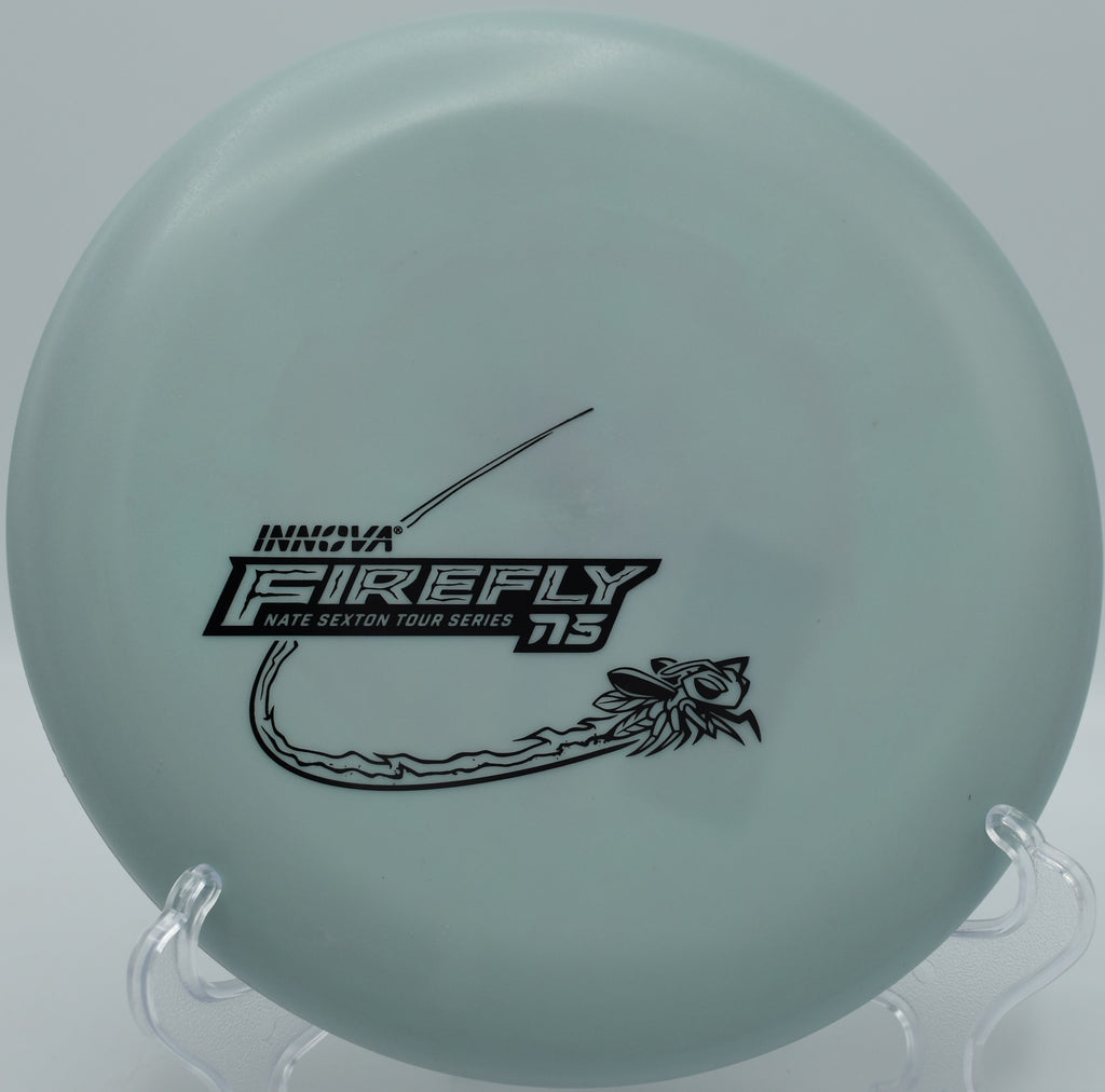 Nexus Firefly beaded putter resting under basket in light wind at SeaTac Disc Golf Course in Washington

