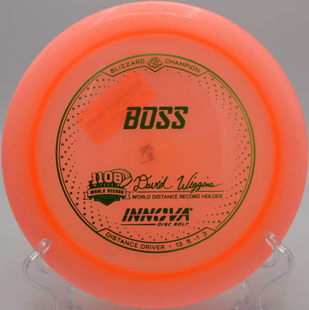 Champion Boss ripping a wide flex shot at Maple Hill Gold Layout in Leicester, Massachusetts