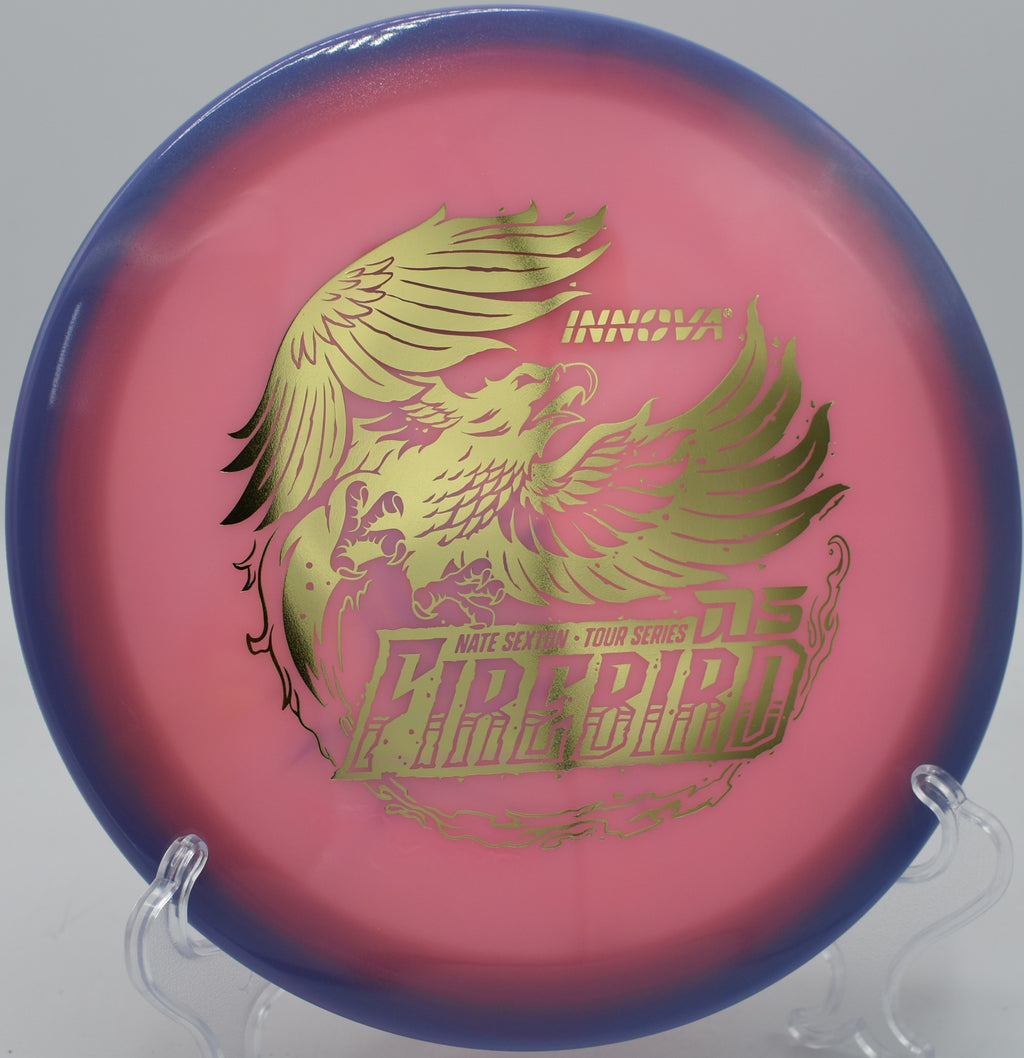2025 Sexton Firebird holding angle on a force-over flex forehand at Eagle Island DGC in Eagle, Idaho.

