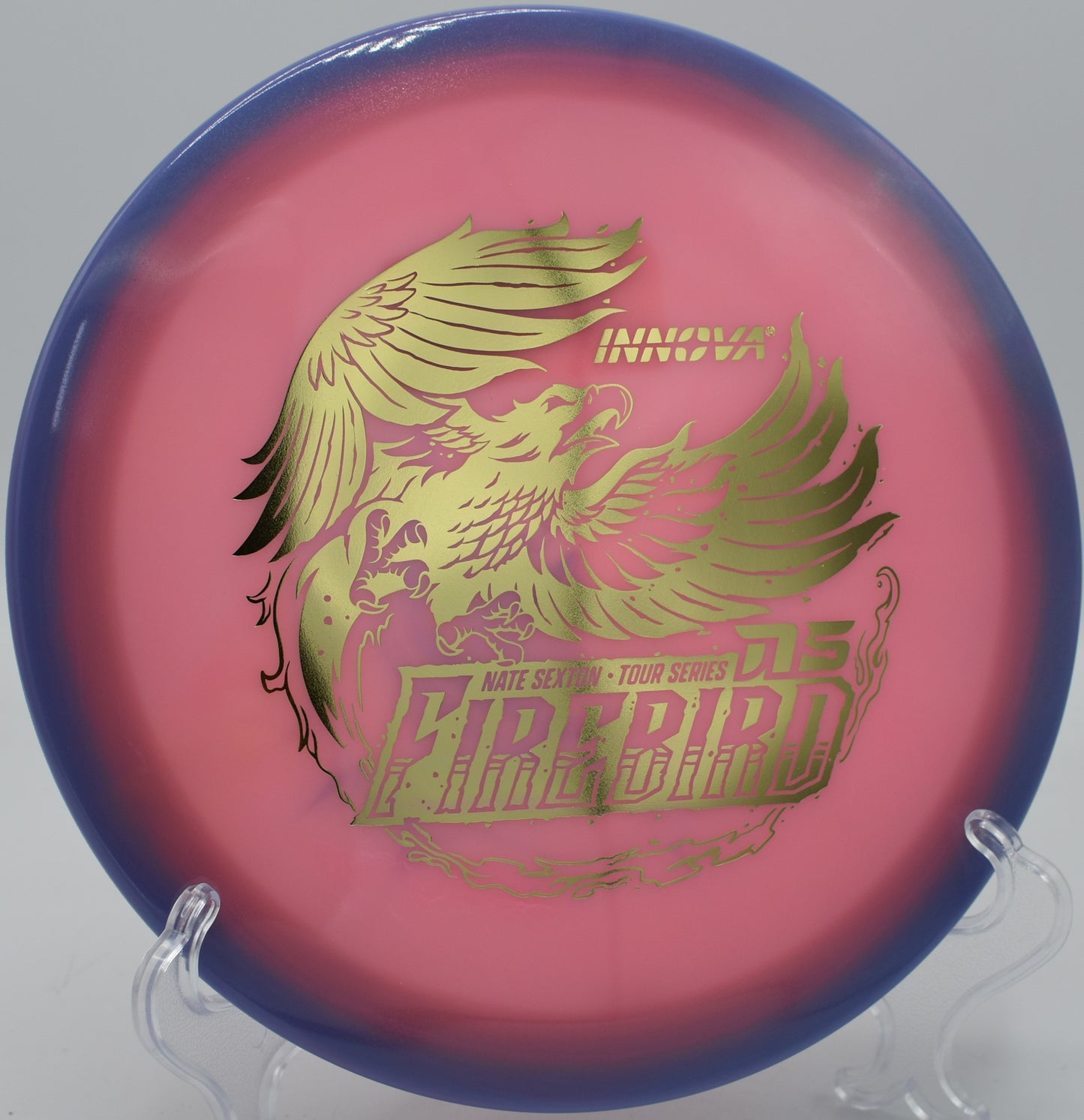 2025 Sexton Firebird holding angle on a force-over flex forehand at Eagle Island DGC in Eagle, Idaho.


