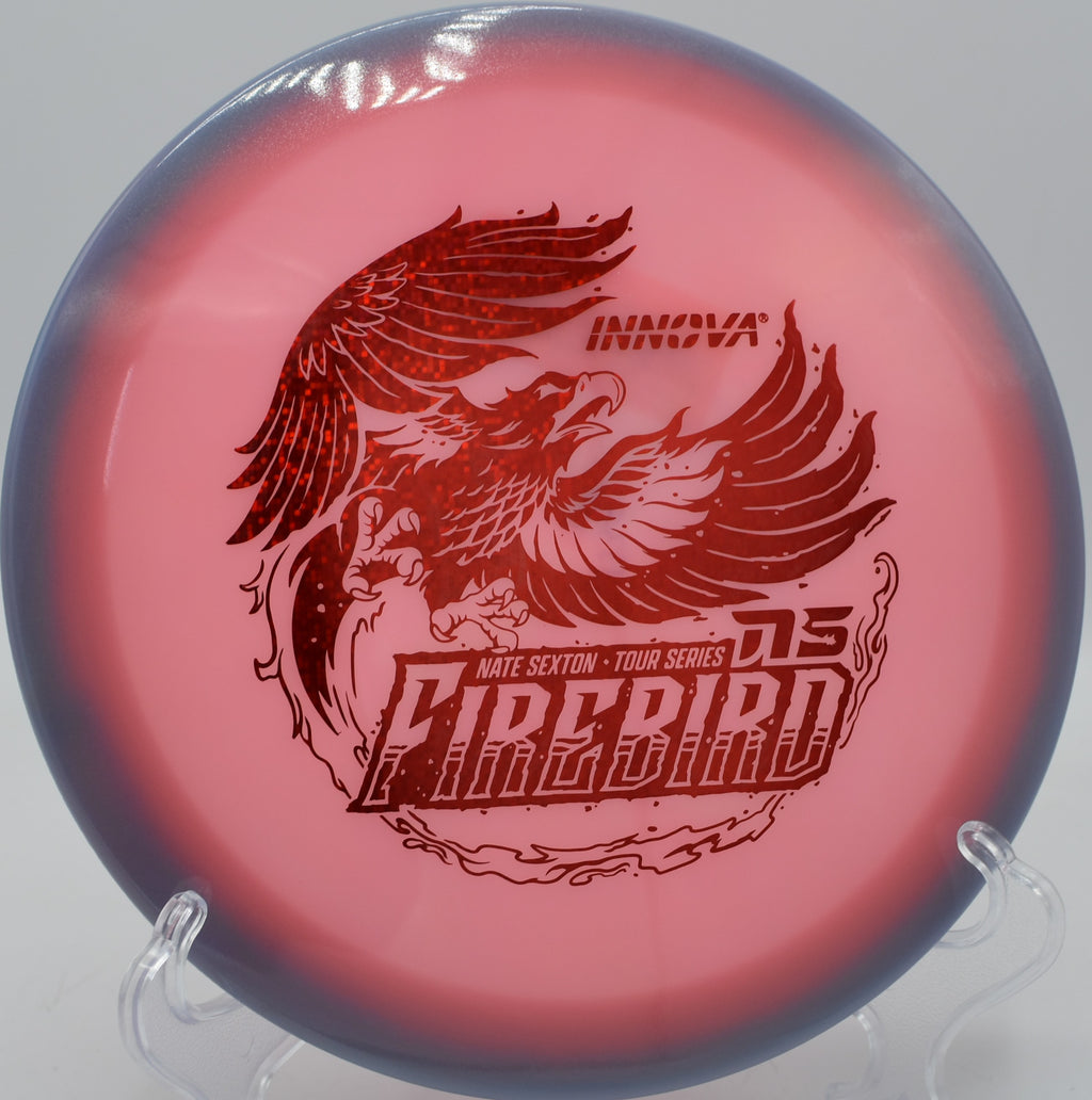 2025 Sexton Firebird holding angle on a force-over flex forehand at Whispering Falls DGC in Greencastle, Pennsylvania.

