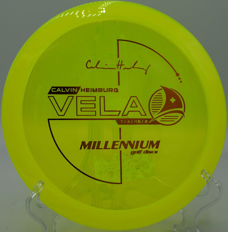 Calvin Heimburg Quantum Vela launched on a smooth hyzer line at Lake Eureka Disc Golf Course in Illinois.

