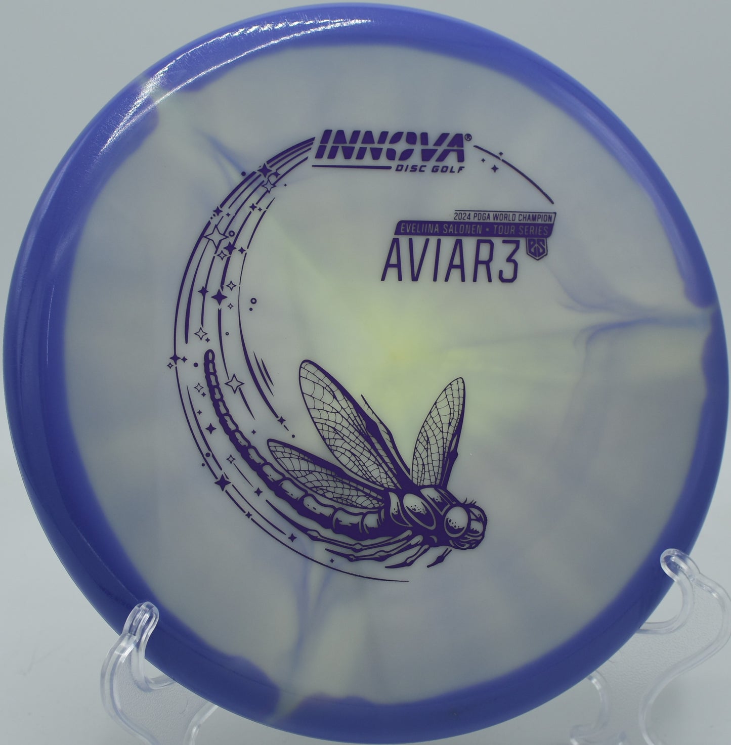 Halo Star Glow Aviar3 settling next to the pin on a touchy upshot at Maple Hill Disc Golf Course in Leicester, Massachusetts.

