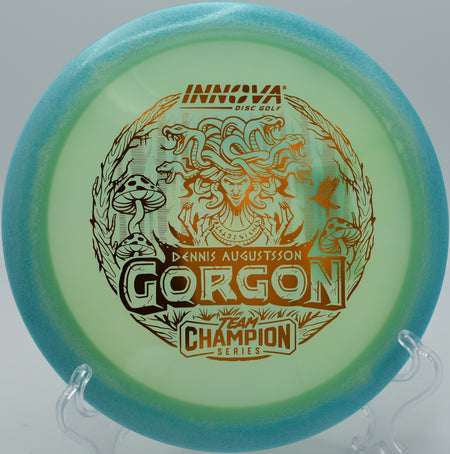 Proto Glow Halo Champion Gorgon flipping up to flat and maximizing glide on Hole 6 at Kincaid Park Disc Golf Course, Anchorage, Alaska.