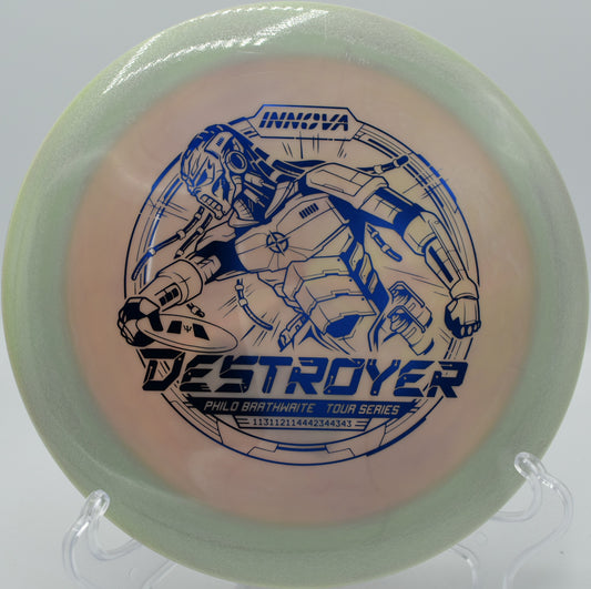 "Aggressive release on the Philo Destroyer yields a reliable hyzer turn and rapid fade for distance at a scenic course in Pittsburgh, PA."
