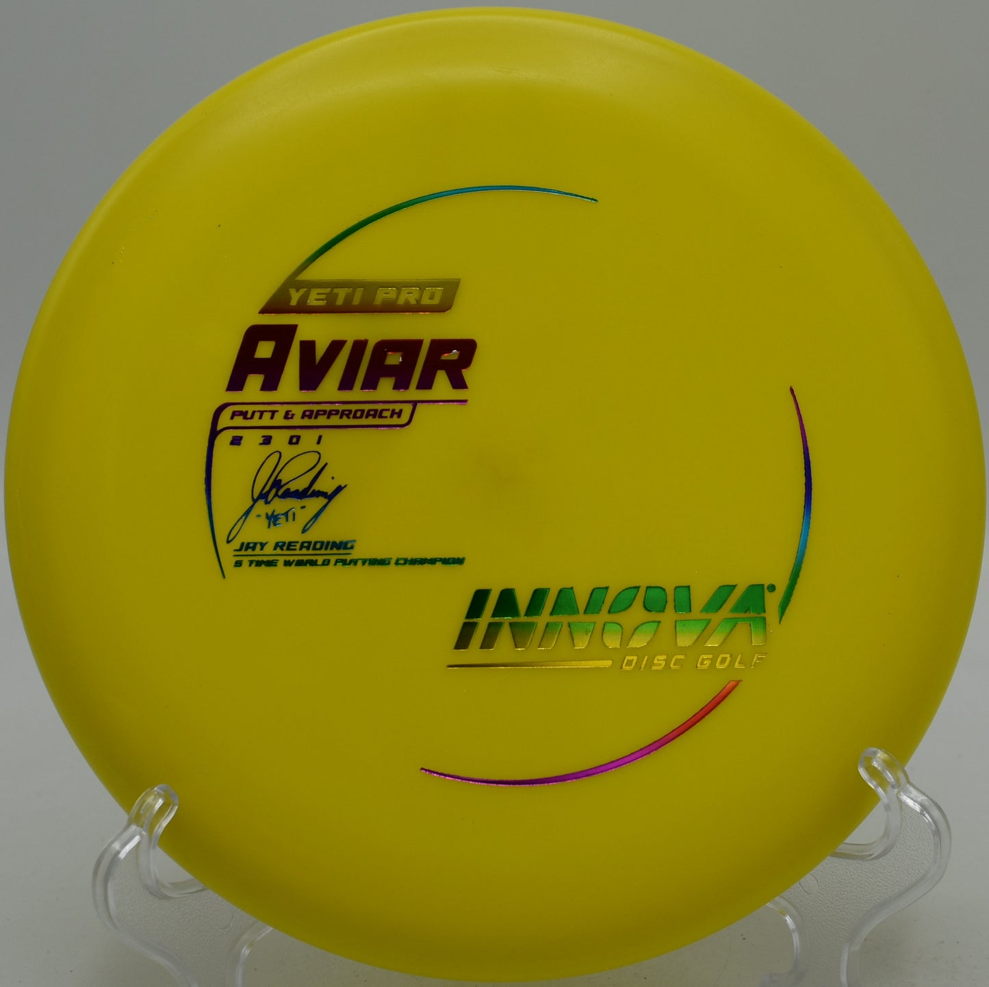Innova Yeti Aviar holding a straight putt line at Maple Hill Disc Golf Course in Leicester, Massachusetts