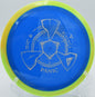 An Axiom Neutron Panic flying over an open fairway at Brackett’s Bluff Disc Golf Course in Davidson, North Carolina.