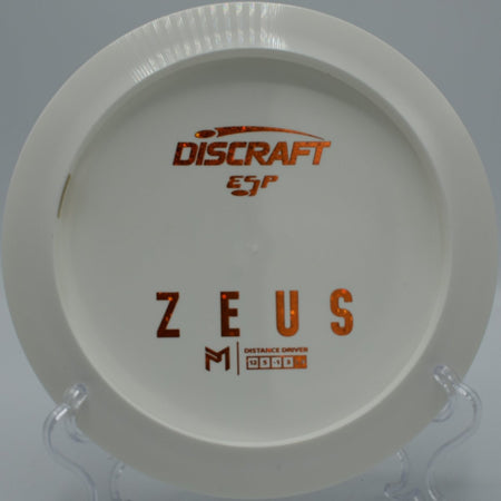 ESP Zeus disc golf distance driver launching a max-distance drive at Hidden Ridge Disc Golf Course, West Milford, New Jersey
