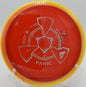 An Axiom Neutron Panic holding a straight flight before fading near the basket at Harmon Hills Disc Golf Course in Fall Branch, Tennessee.