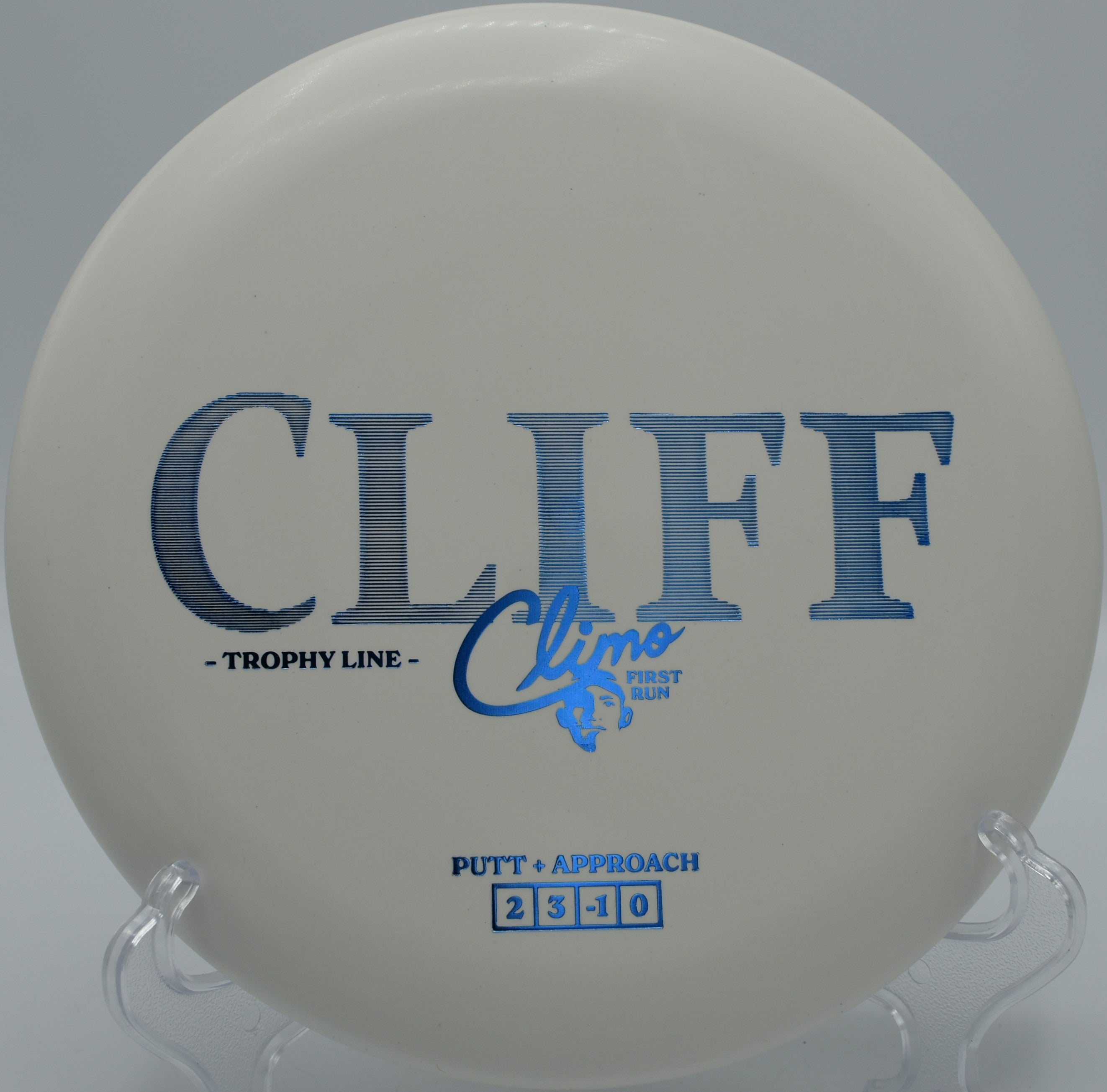 Trophy Line Cliff disc golf putter flying a dead-straight line at Shawnee Mission Park Disc Golf Course, Shawnee, Kansas
