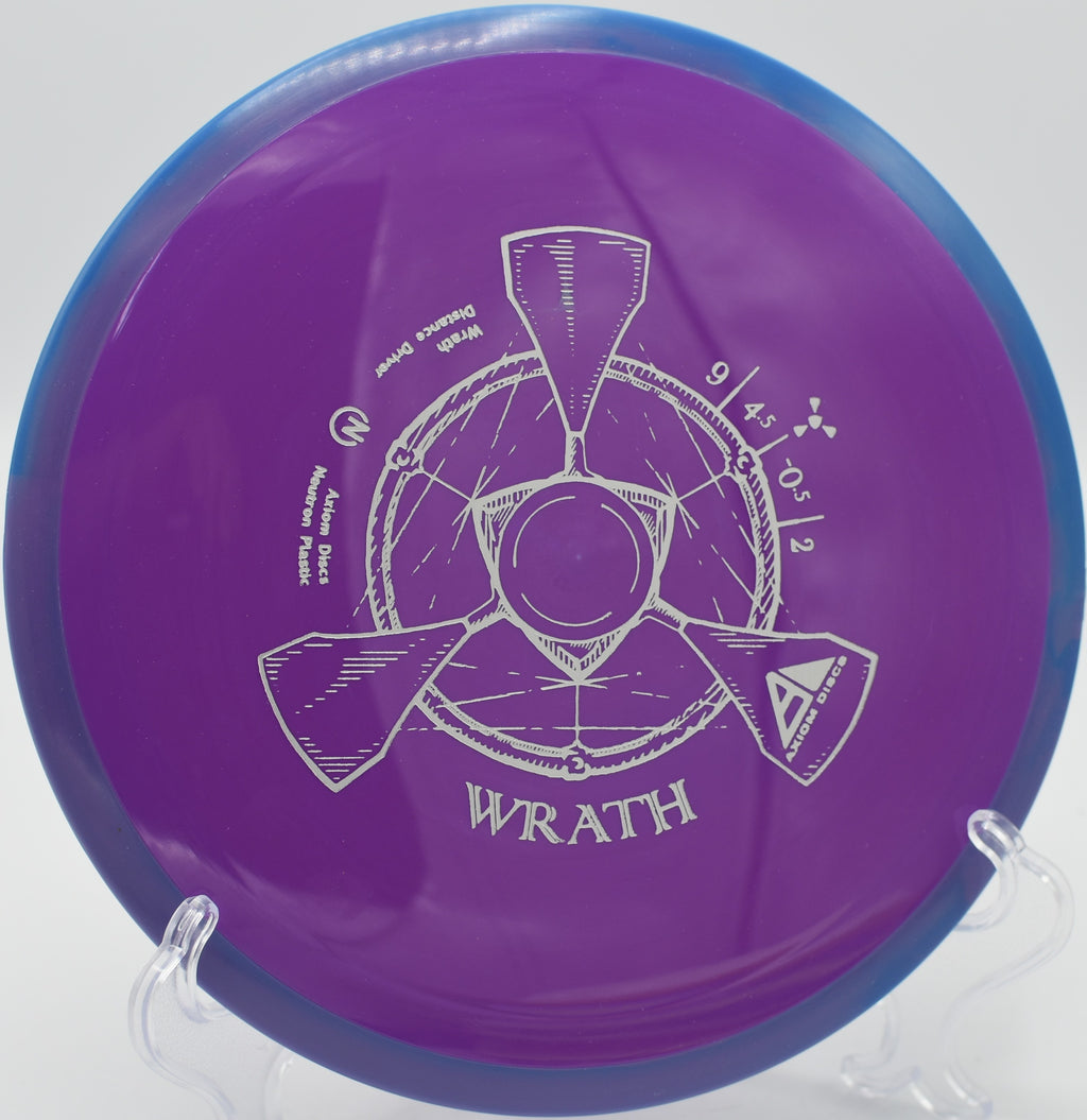 An MVP Neutron Wrath holding a tight hyzer line through the woods at North Boundary Disc Golf Course in Cranberry Township, Pennsylvania.