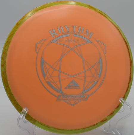 An Axiom Fission Rhythm carving a tight line through the trees at Eagle Ranch Disc Golf Course in Eagle, Colorado.