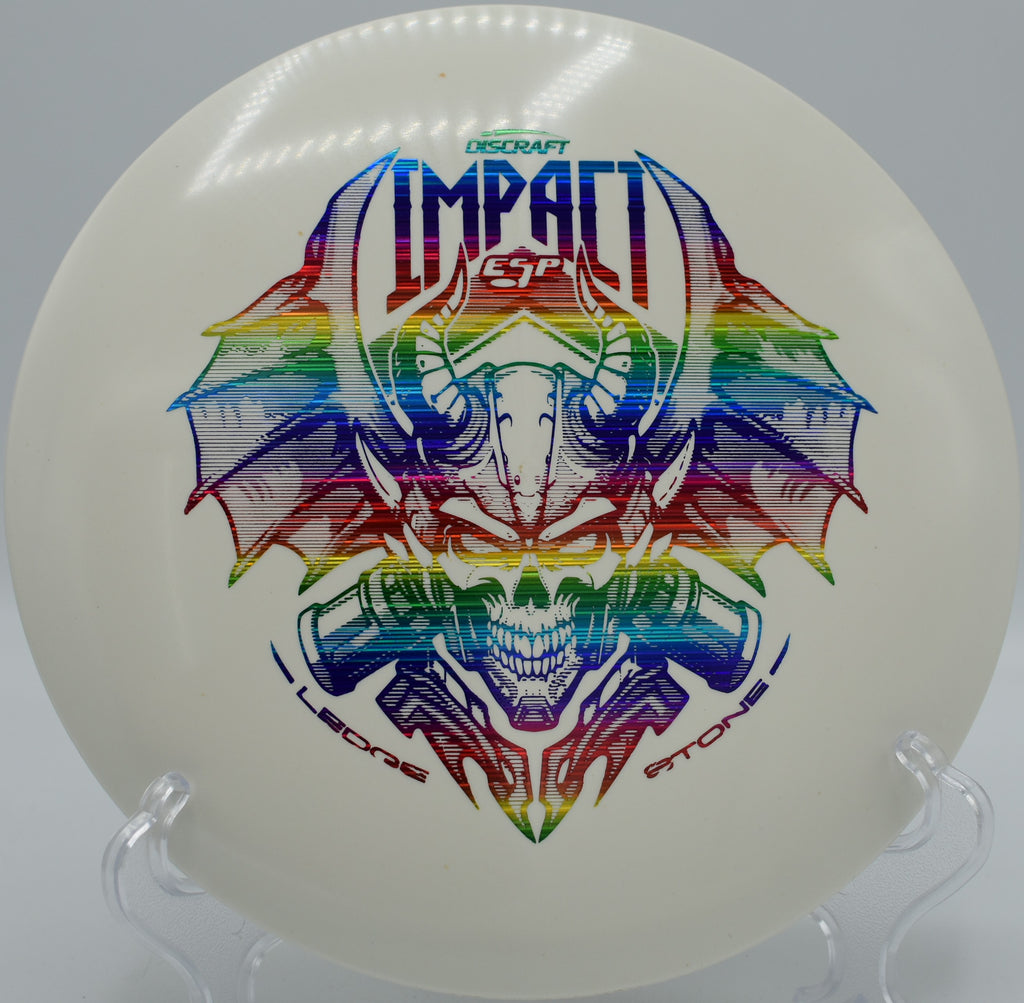 Discraft ESP Glo Impact fading gently at Flip City Disc Golf Park in Shelby, Michigan

