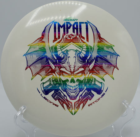 Discraft ESP Glo Impact fading gently at Flip City Disc Golf Park in Shelby, Michigan


