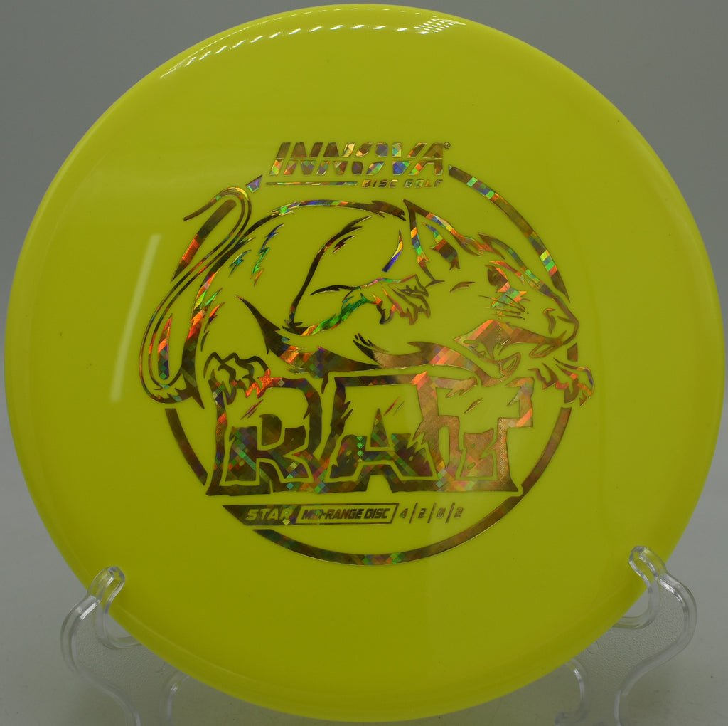 Innova Star Rat delivering a torque-resistant shot at Blue Ribbon Pines Disc Golf Course in Minnesota
