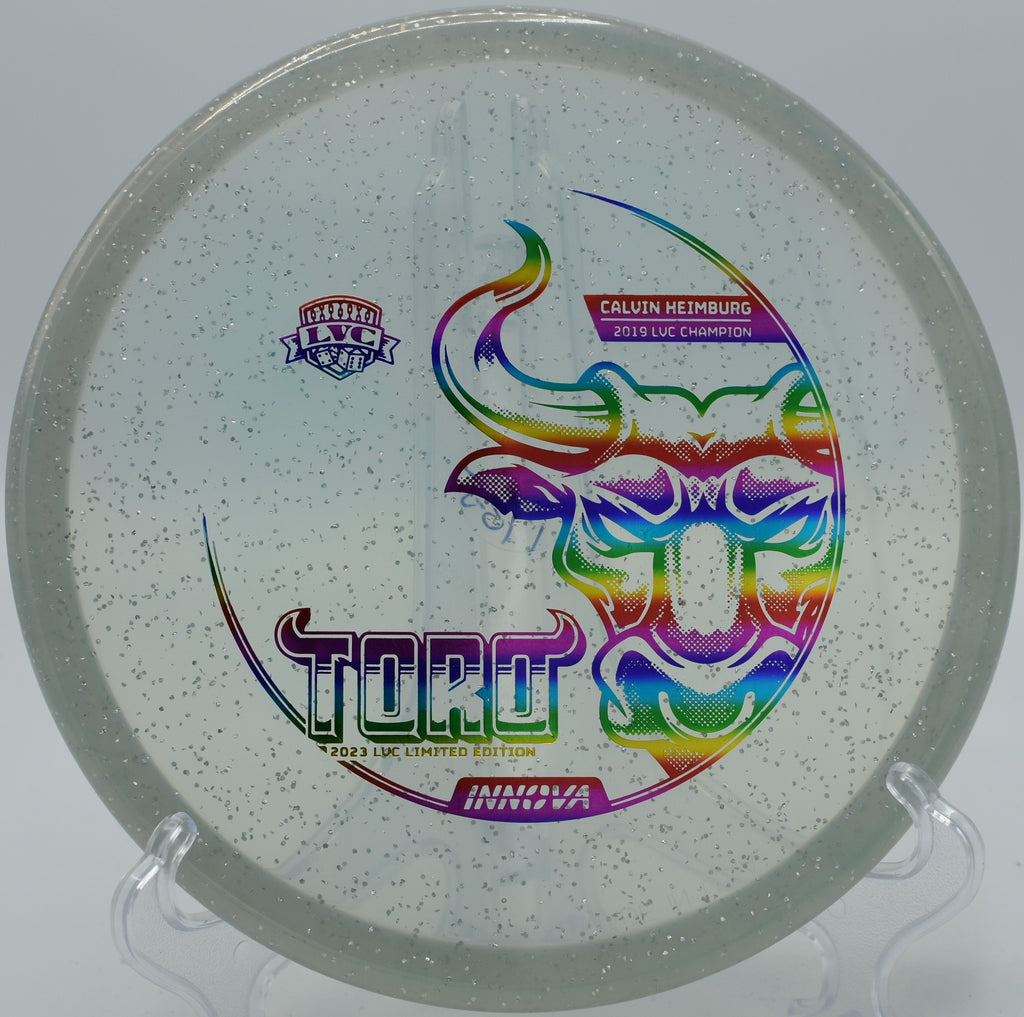LVC Metal Flake Champion Toro roaring down the fairway on Hole 6 at Pine Ridge Disc Golf Course, Cedar City, Utah.