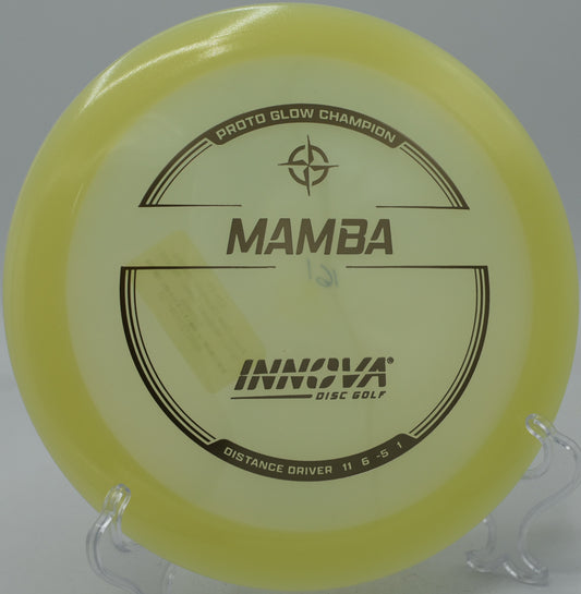 Proto Glow Champion Mamba flipping up on a night drive at Indian Hills DGC in Stillwater, Oklahoma.

