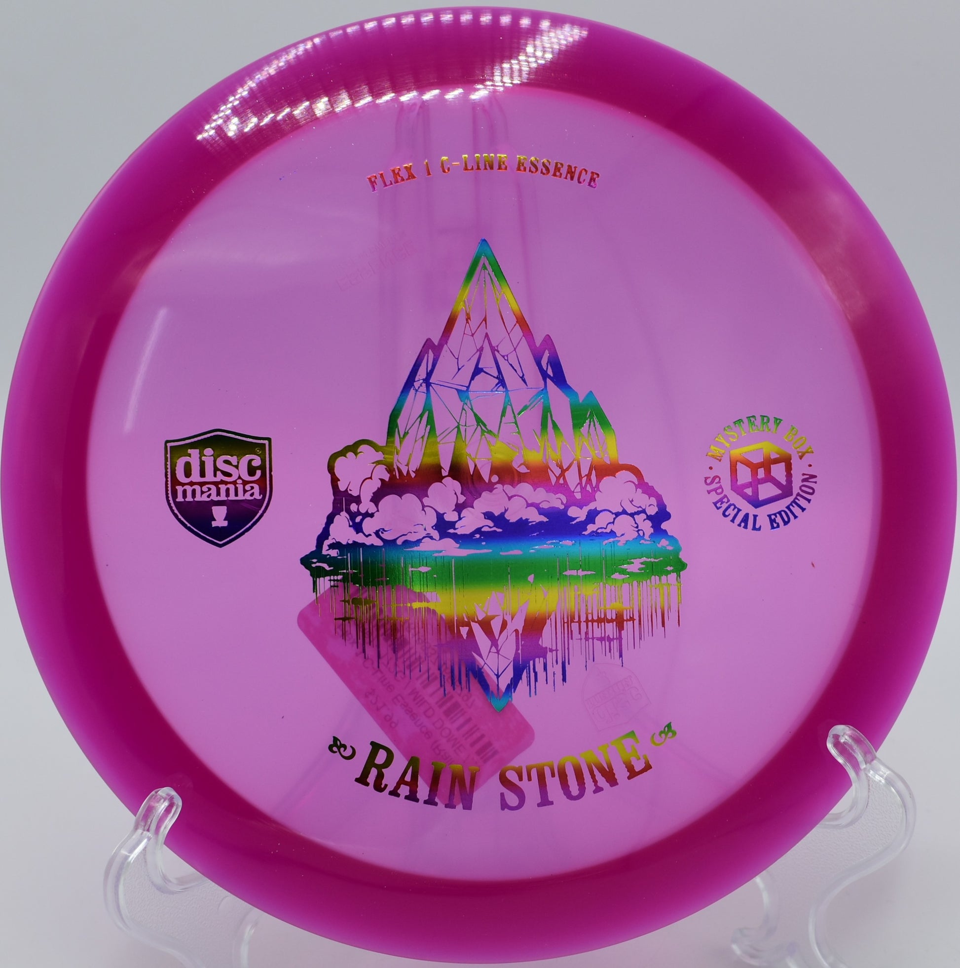 "Rain Stone Essence disc flying with precision on the scenic course at Rollin Ridge Disc Golf Course in Reedsville, Wisconsin."
