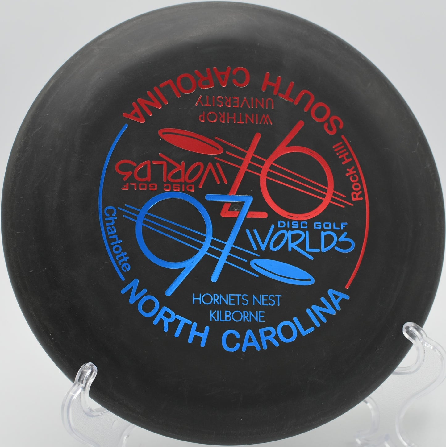 Innova Microbead Aviar holding a straight flight on Hole 5 at Cedar Hill Disc Golf Course, Nashville, Tennessee.