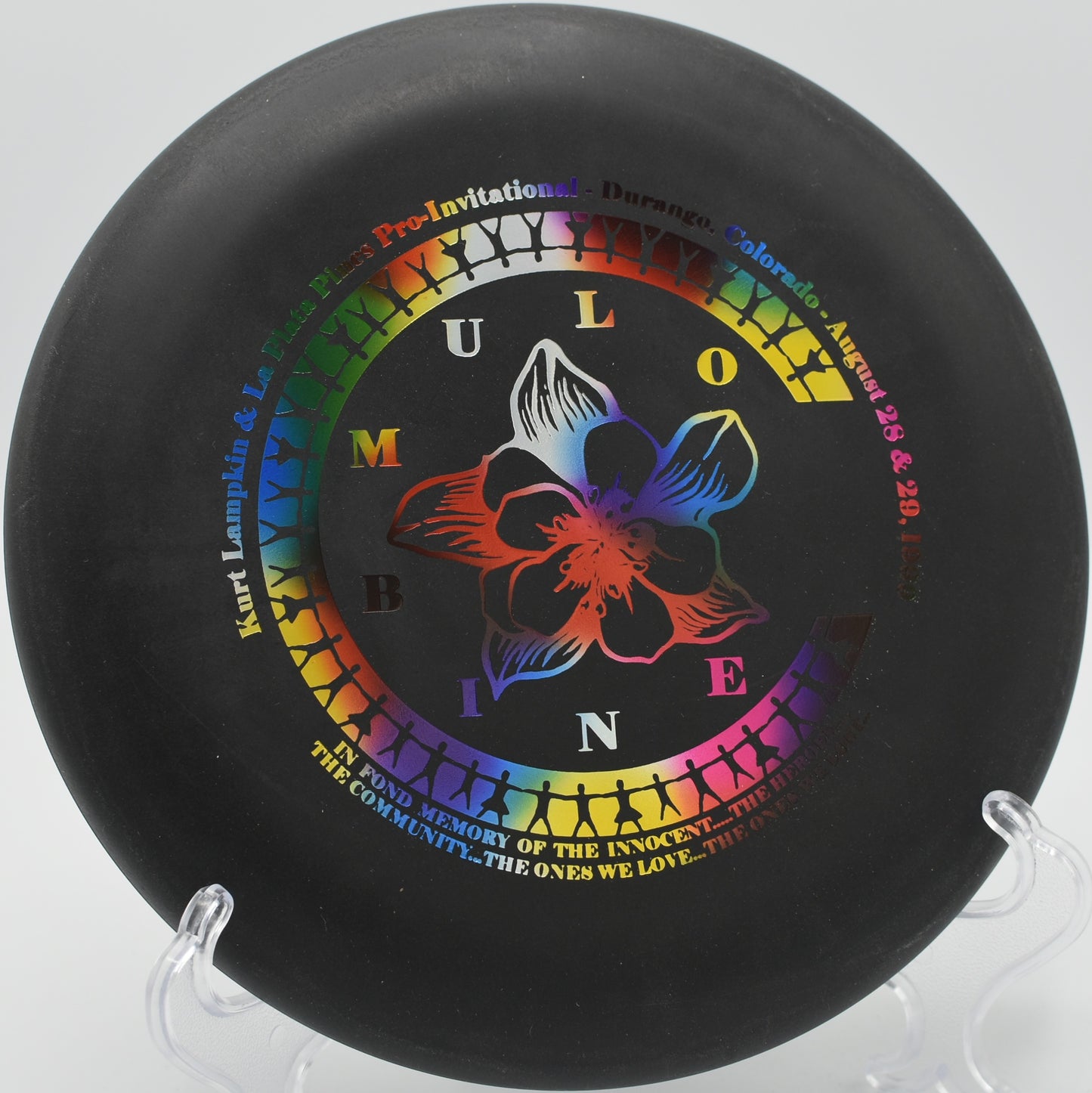 Innova Microbead Aviar landing softly near the basket on Hole 9 at Rocky River Disc Golf Course, Columbus, Ohio.