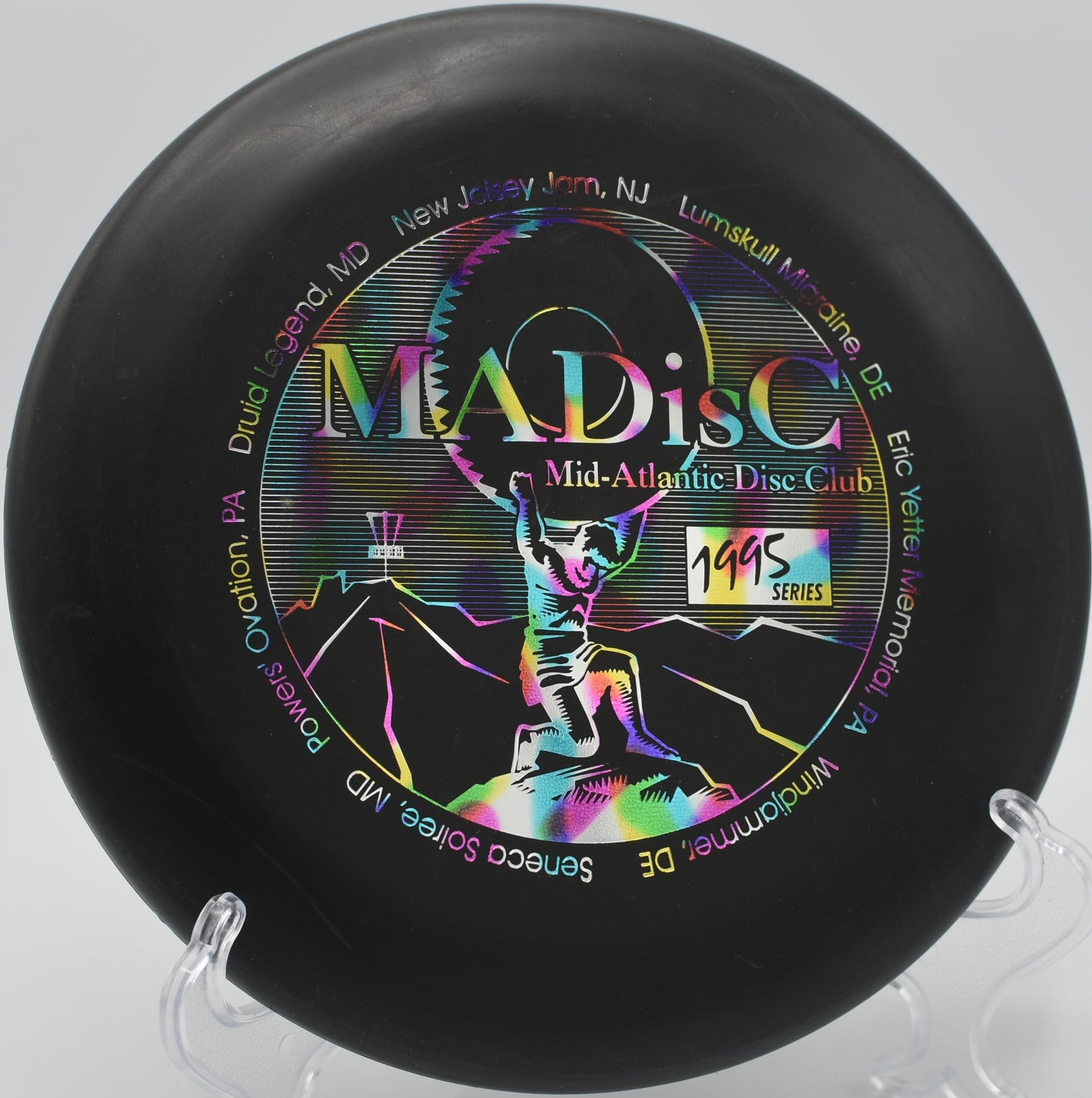 Microbead Aviar landing with accuracy on Hole 14 at Centennial Disc Golf Course, Denver, Colorado.