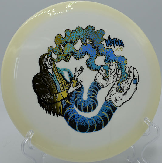 Aura Votum – Overstable fairway driver designed for hyzer shots and reliable fade at Blue Ribbon Pines Disc Golf Course in East Bethel, Minnesota.

