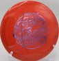 An Innova Star Gorgon flipping up to flat for a controlled fairway shot at Moraine State Park Disc Golf Course in Portersville, Pennsylvania.