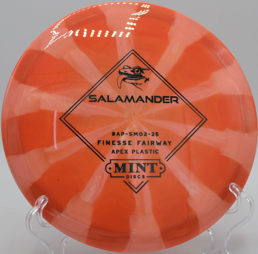 Mint Discs Apex Salamander in swirly plastic hyzer-flipping at Maple Hill in Leicester, Massachusetts


