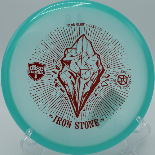 "Iron Stone P3X disc resting on the green at Circle C Ranch Disc Golf Course in Austin, Texas, highlighting its dependable performance."
