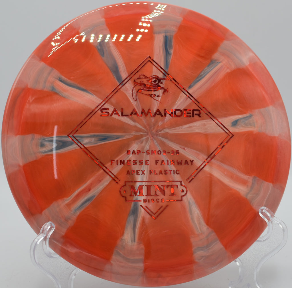 Mint Discs Salamander swirled plastic tee shot at Fox Run Meadows in Jeffersonville, Vermont

