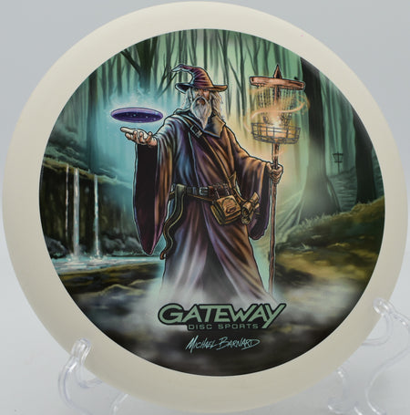 Throwing a Wizard into a stiff headwind at Pioneer Park Disc Golf Course in Billings, Montana.

