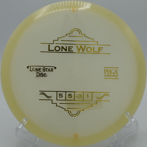 "Lone Star Glow Lone Wolf disc lighting up the evening at Auburn Regional Disc Golf Course in Auburn, California, ready for precise shots."
