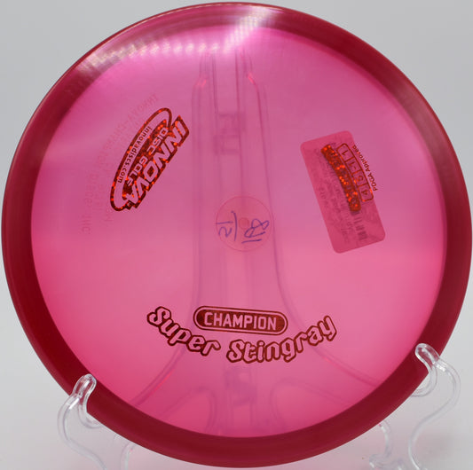 "The Champion Super Stingray impresses with aggressive turnovers and pinpoint accuracy at Stony Brook Disc Golf in St. Paul, MN."
