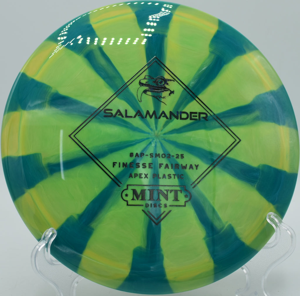 Mint Discs Salamander floating at Flip City under tree canopy

