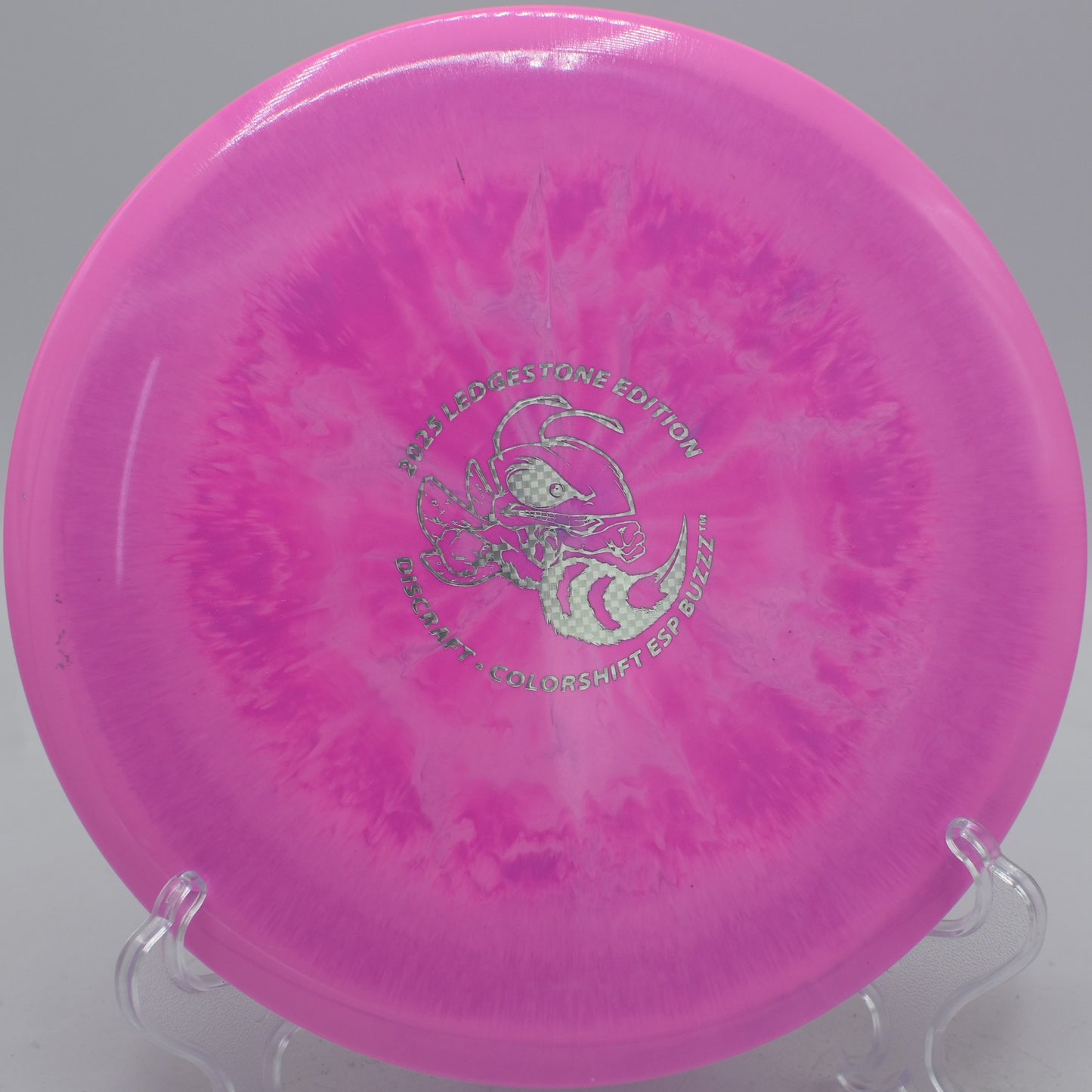 Discraft Buzzz specialty run gliding toward the basket at Blue Ribbon Pines in East Bethel, Minnesota