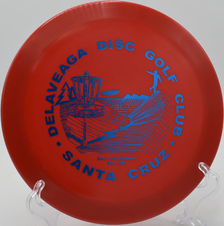 Innova Star Monster carving a huge skip shot around a corner at Trophy Club Disc Golf Course in Trophy Club, Texas.

