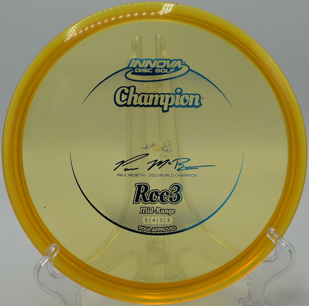 Landing a controlled Roc3 hyzer at Sabattus Disc Golf Course in Sabattus, Maine.