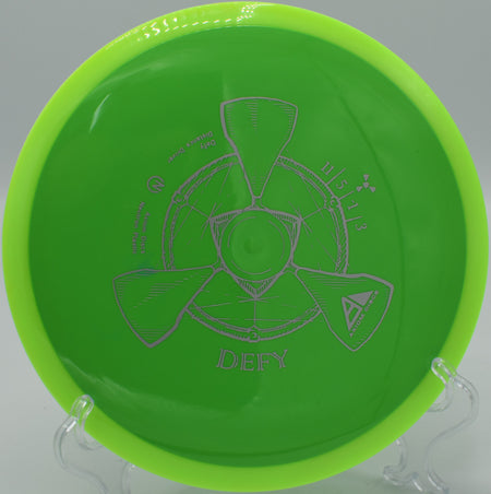 Player crushing a Neutron Defy forehand at Hillcrest Farms Disc Golf Course in Bonshaw, Prince Edward Island