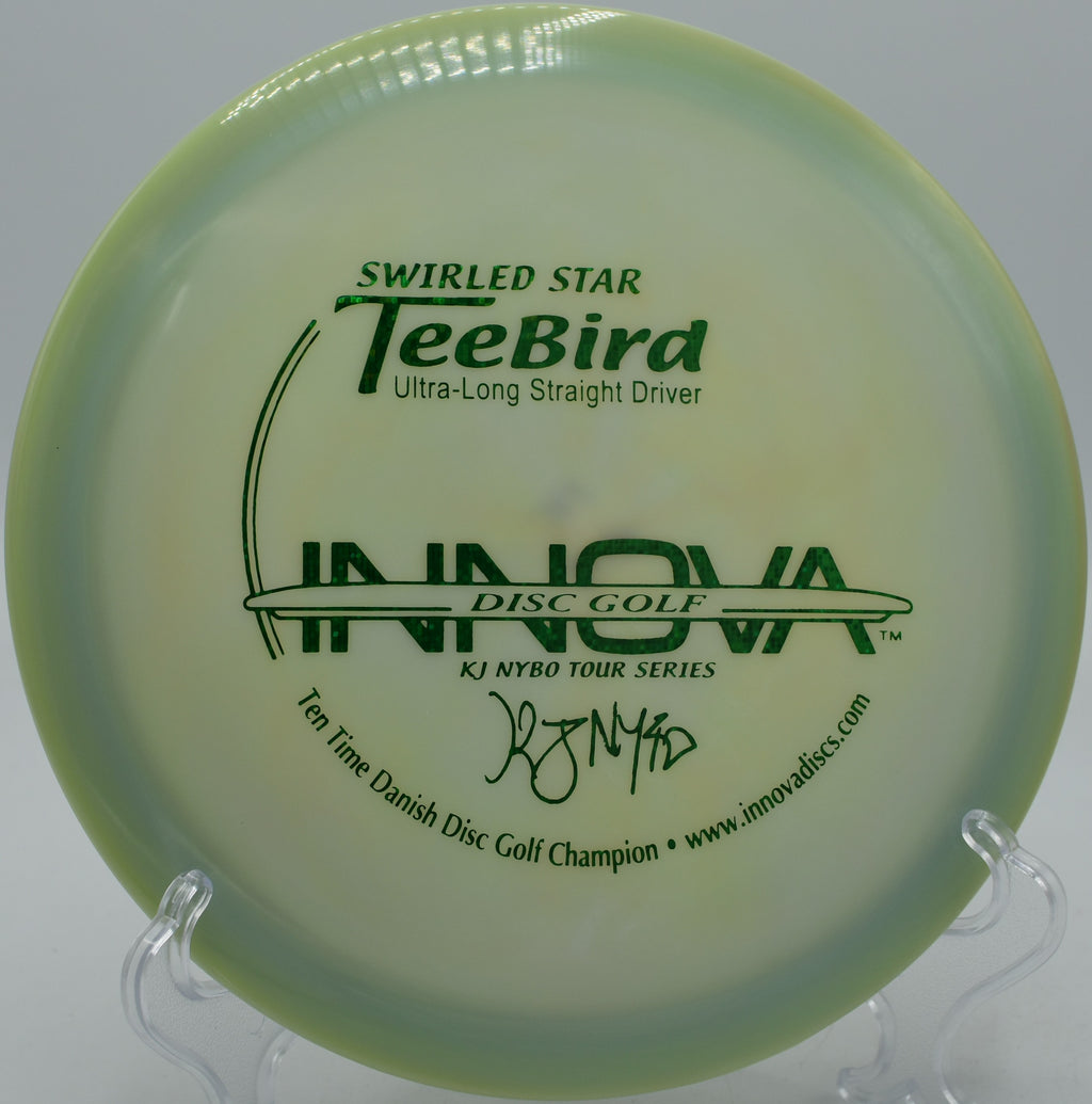 Launching a Swirled Star TeeBird uphill at Camp Sekani Disc Golf Course in Spokane, Washington.

