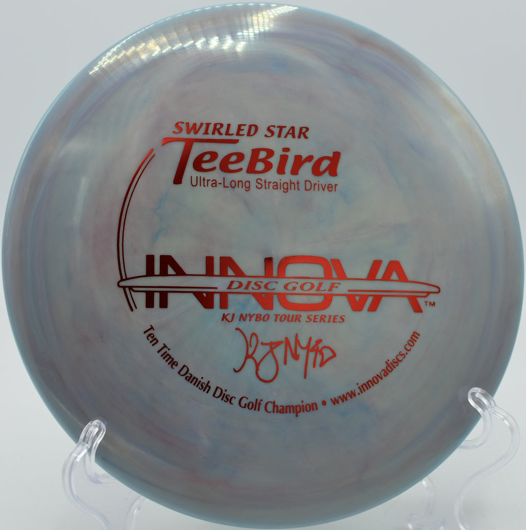 Crisp forehand line with a Swirled Star TeeBird at Peninsula State Park Disc Golf Course in Fish Creek, Wisconsin.