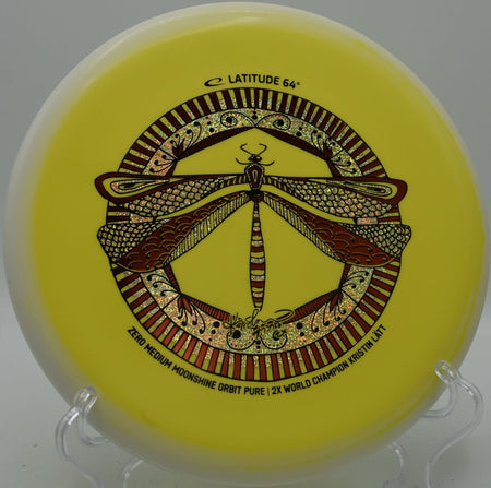 Latitude 64 Pure Orbit glow putter next to basket at Fountain Hills Disc Golf Course in Fountain Hills, Arizona desert layout